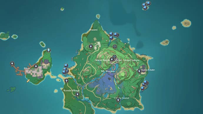 Sea Ganoderma map locations in Genshin Impact.