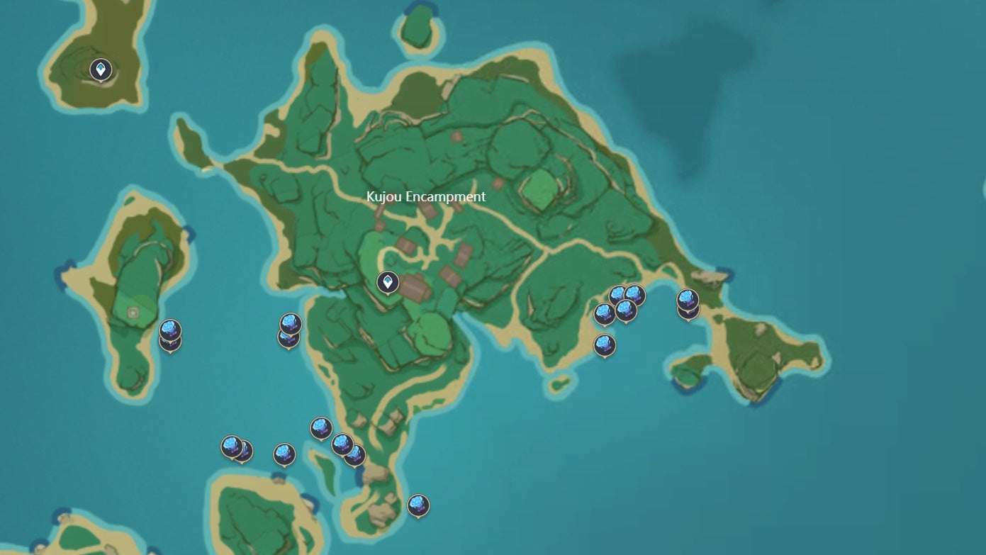 Sea Ganoderma map locations in Genshin Impact.