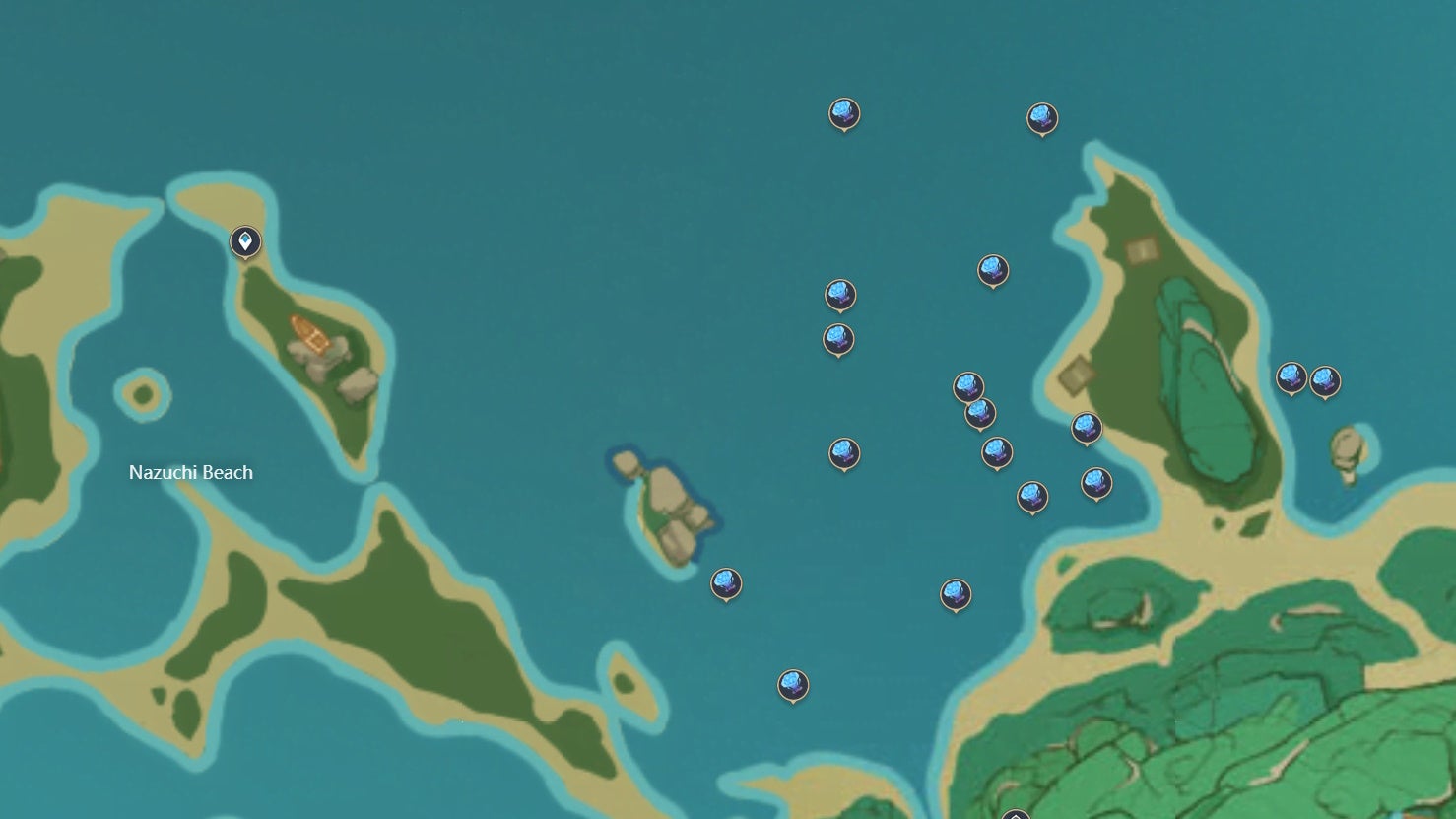 Sea Ganoderma map locations in Genshin Impact.