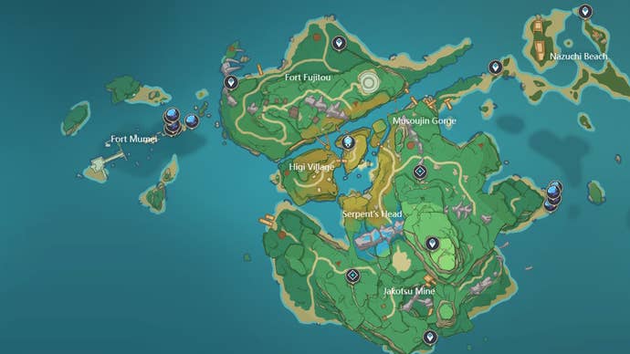 Sea Ganoderma map locations in Genshin Impact.