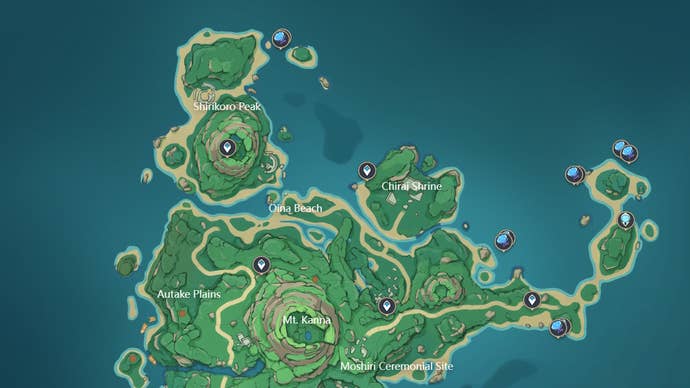 Sea Ganoderma map locations in Genshin Impact.