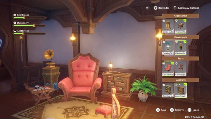 Correct furniture selection in the Furball Fortress for Bunny in Fortress Furrdyssey event in 4.5.