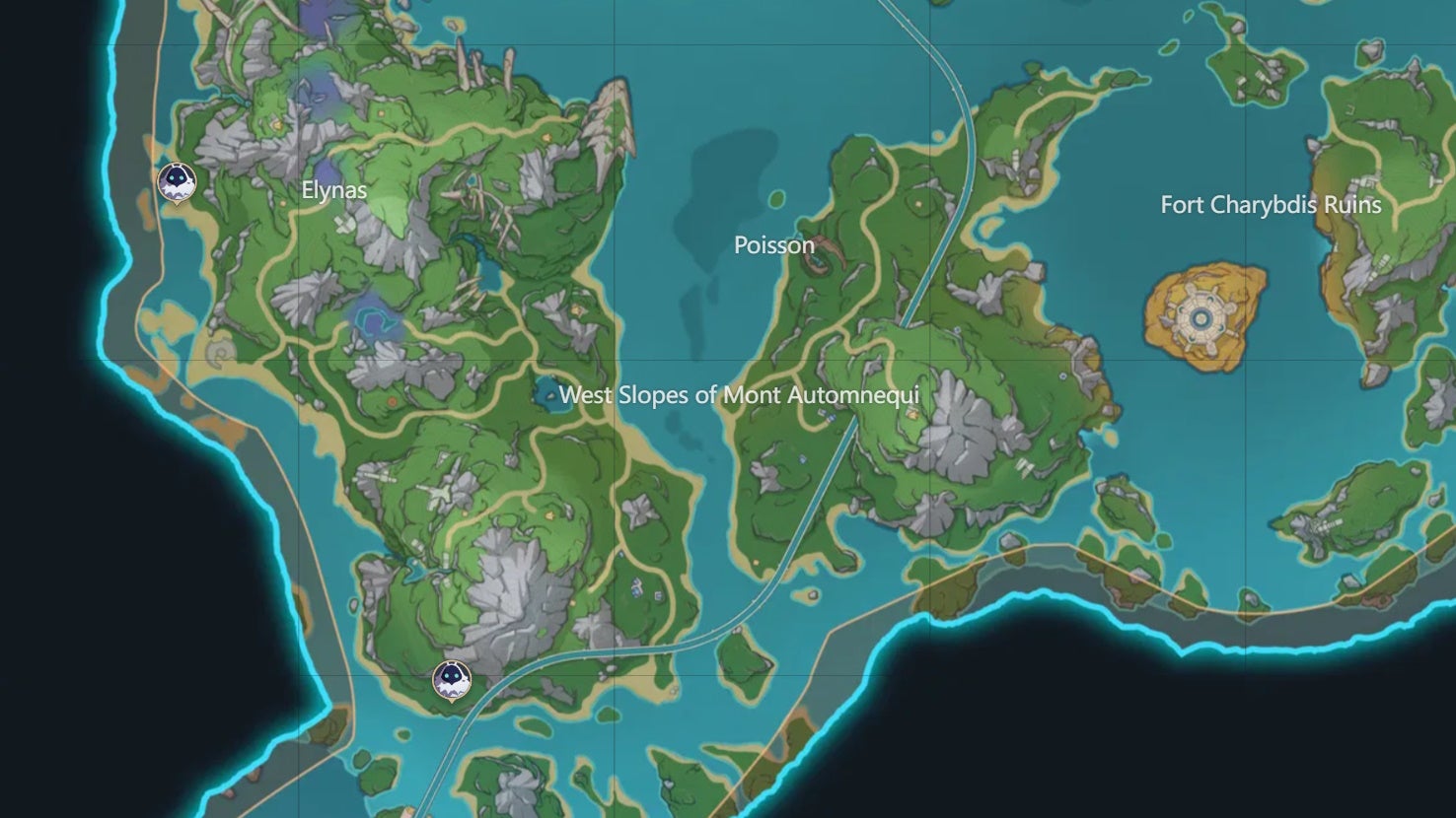 map view of staff weilding opponent locations in fontaine