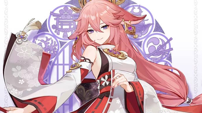 Drip marketing for Yae Miko from Genshin Impact.