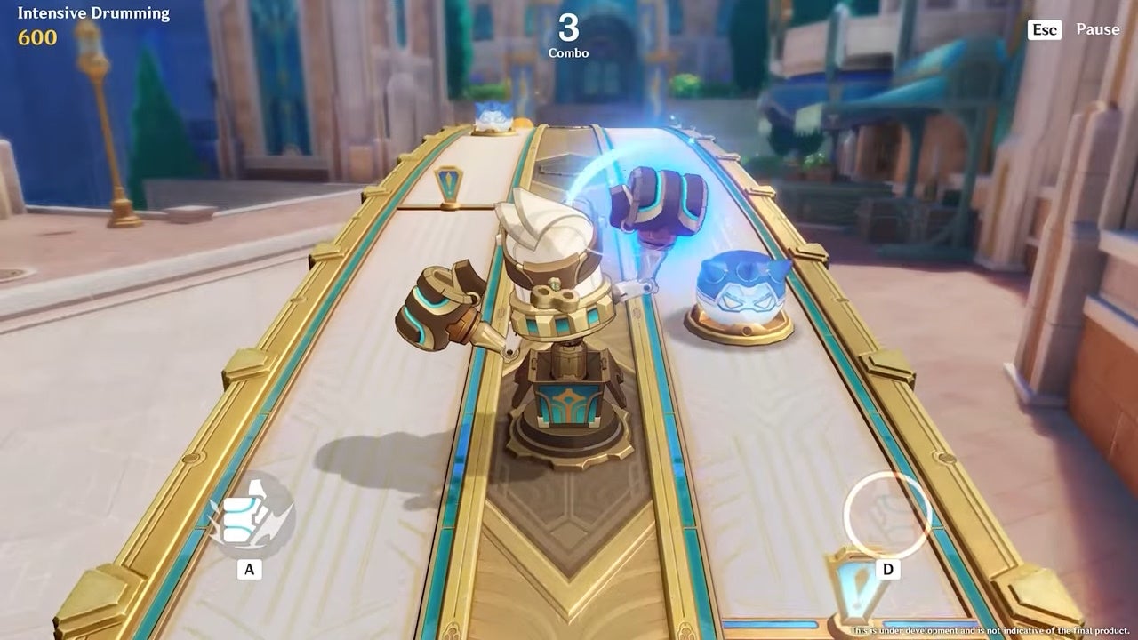 Gameplay screenshot of a toy hitting an object.