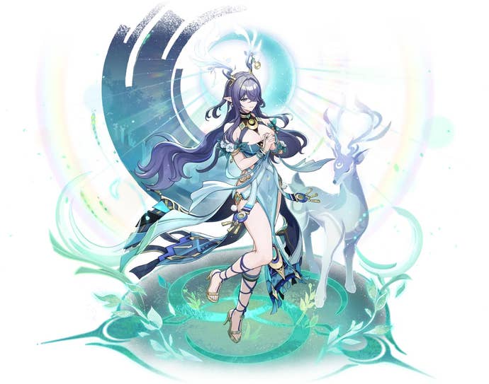 The splash art for Lauma in Genshin Impact.