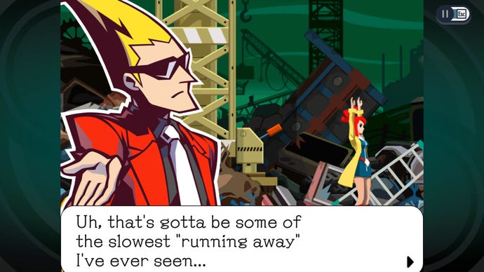 Sissel comments on Lynne's slow running away in Ghost Trick: Phantom Detective