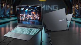 Front and back views of the Gigabyte G5 gaming laptop.