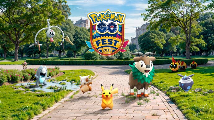 Pokémon Go Fest key art featuring Skiddo.