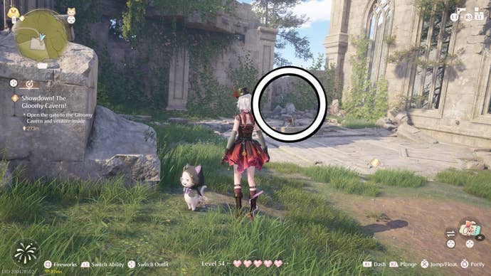 Nikki looking at the place a firework would be before its launched in Infinity Nikki.