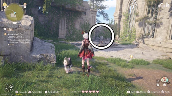Nikki looking at the place a firework would be before its launched in Infinity Nikki.