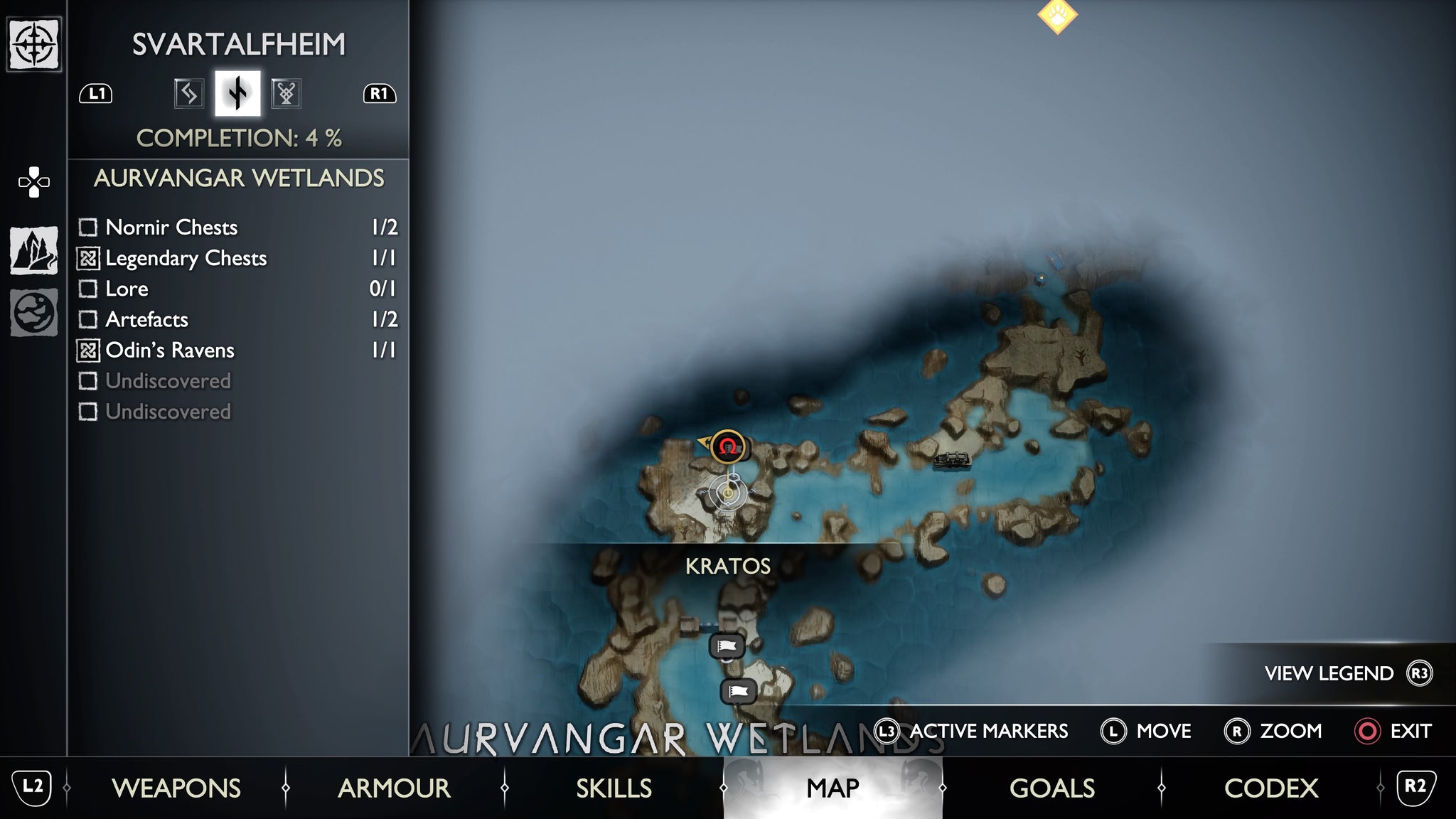 The map location of the second Aurvangar Wetlands Nornir Chest in God of War Ragnarok - 9