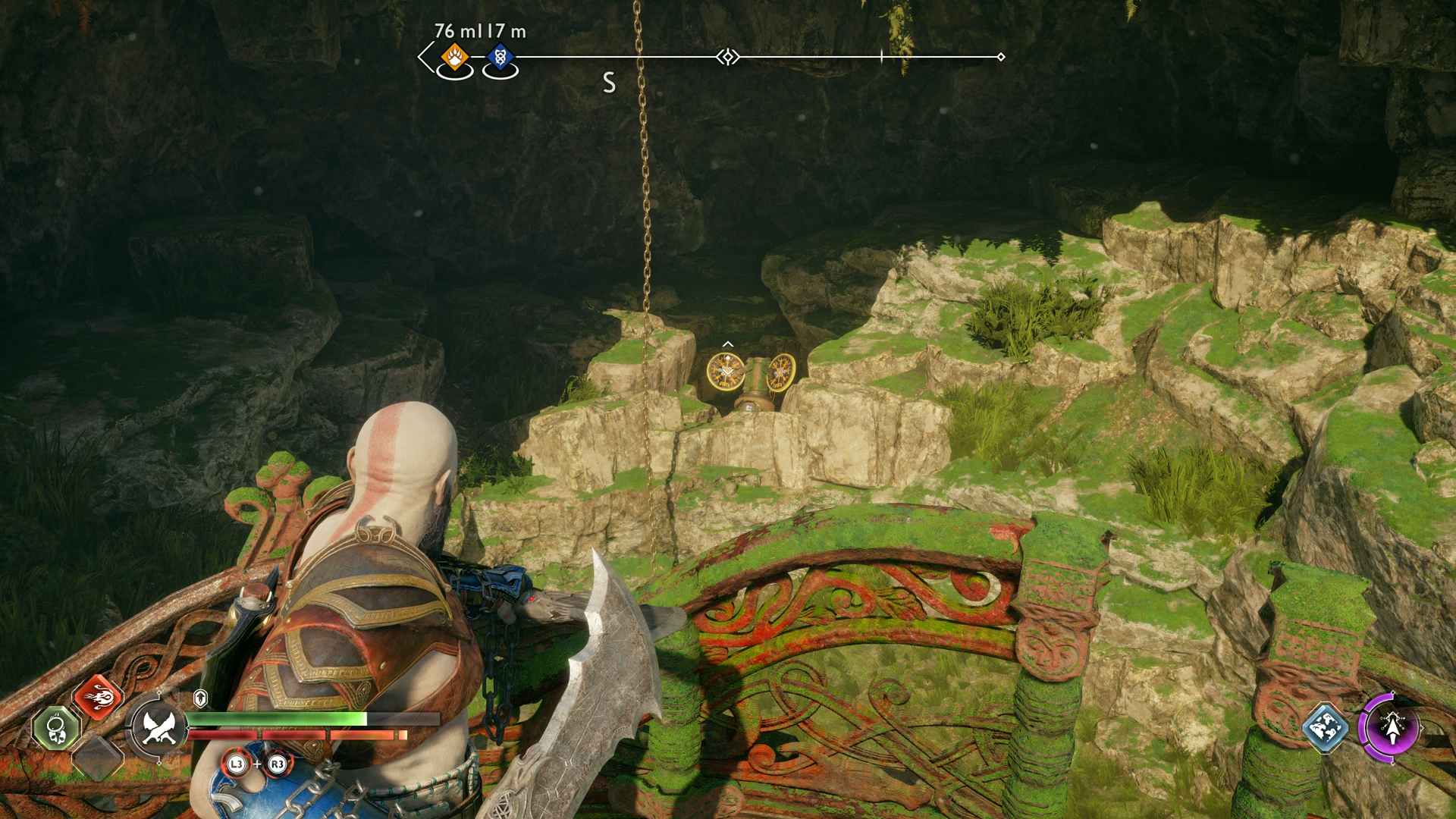 The second rune spinner in the Cliffside Ruins in God of War Ragnarok