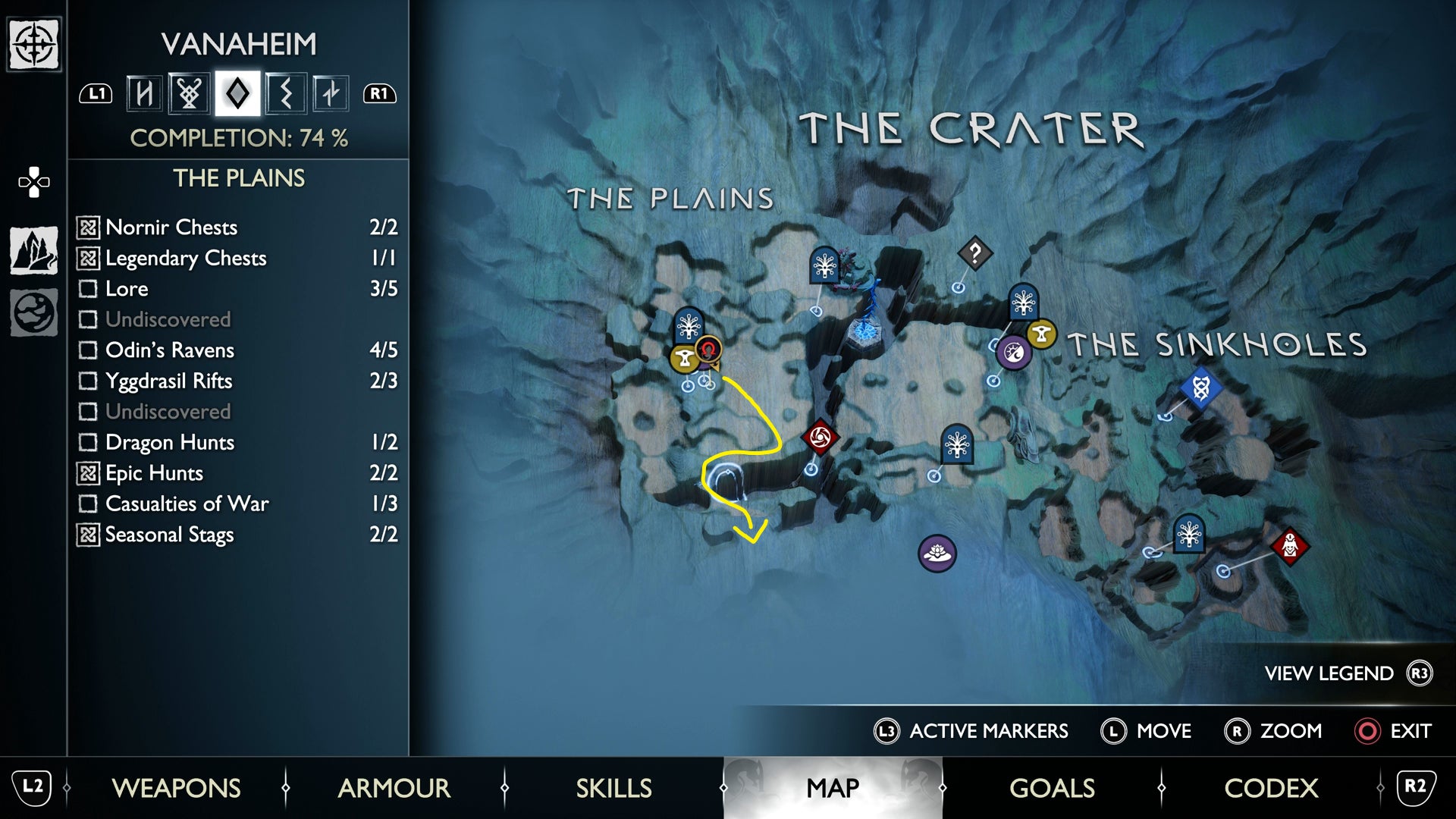 A map view of where to find The Jungle in God of War Ragnarok - 3