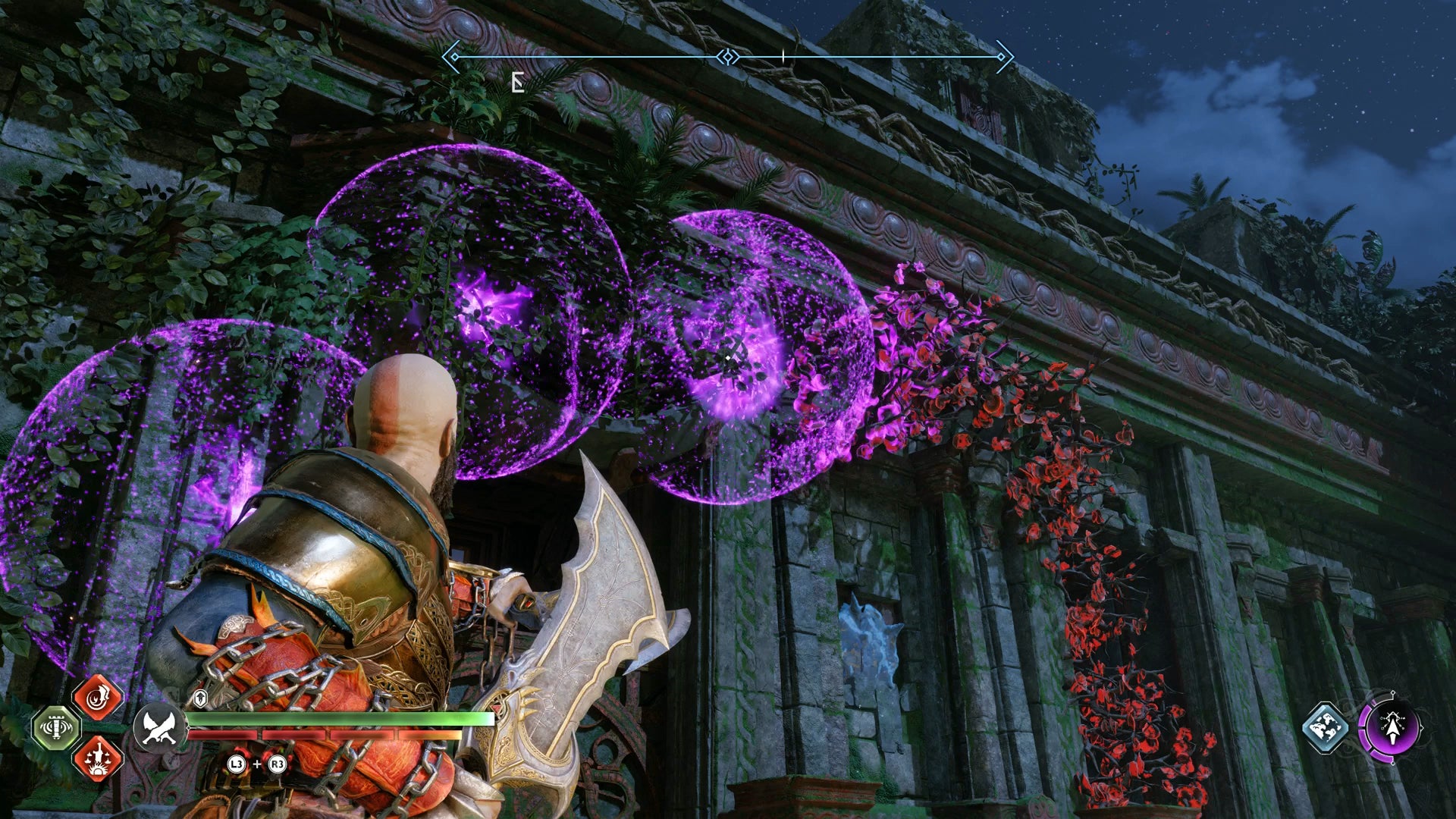 Kratos lighting some hard-to-reach vines in God of War Ragnarok - 18