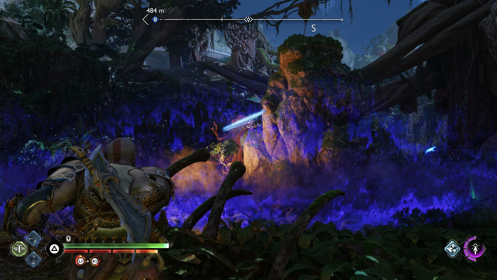 Kratos freezing a poison totem with his axe in God of War Ragnarok