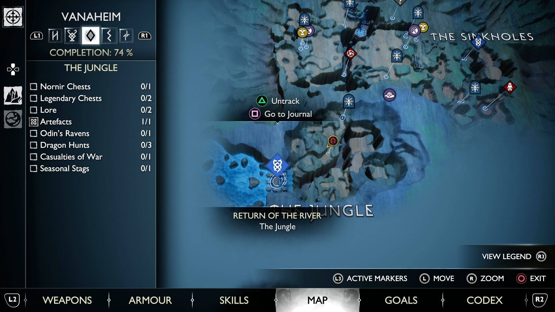 A map view of the dam in The Jungle in God of War Ragnarok - 11