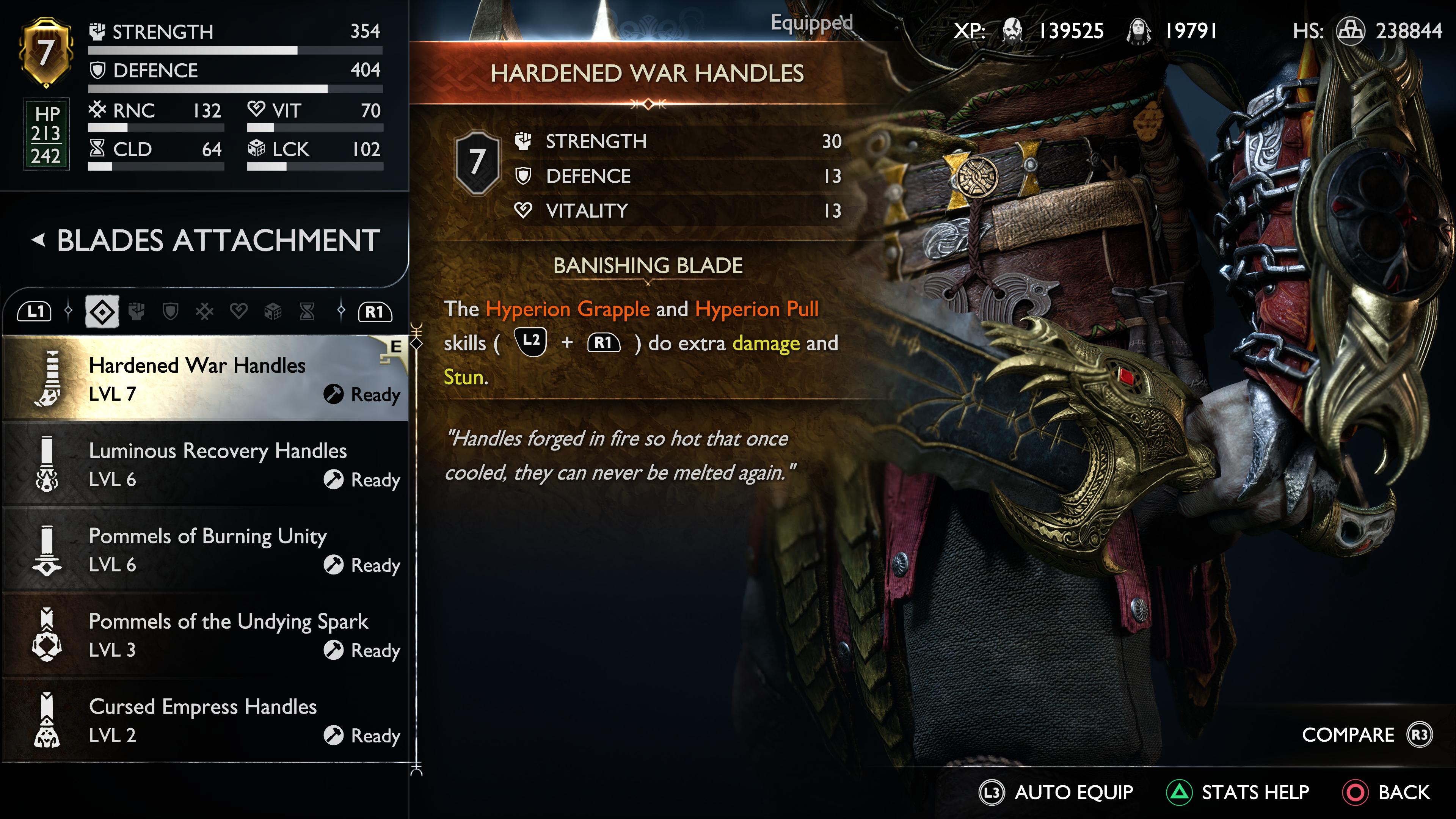 Kratos holding the Hardened War Handles in God of War Ragnarok