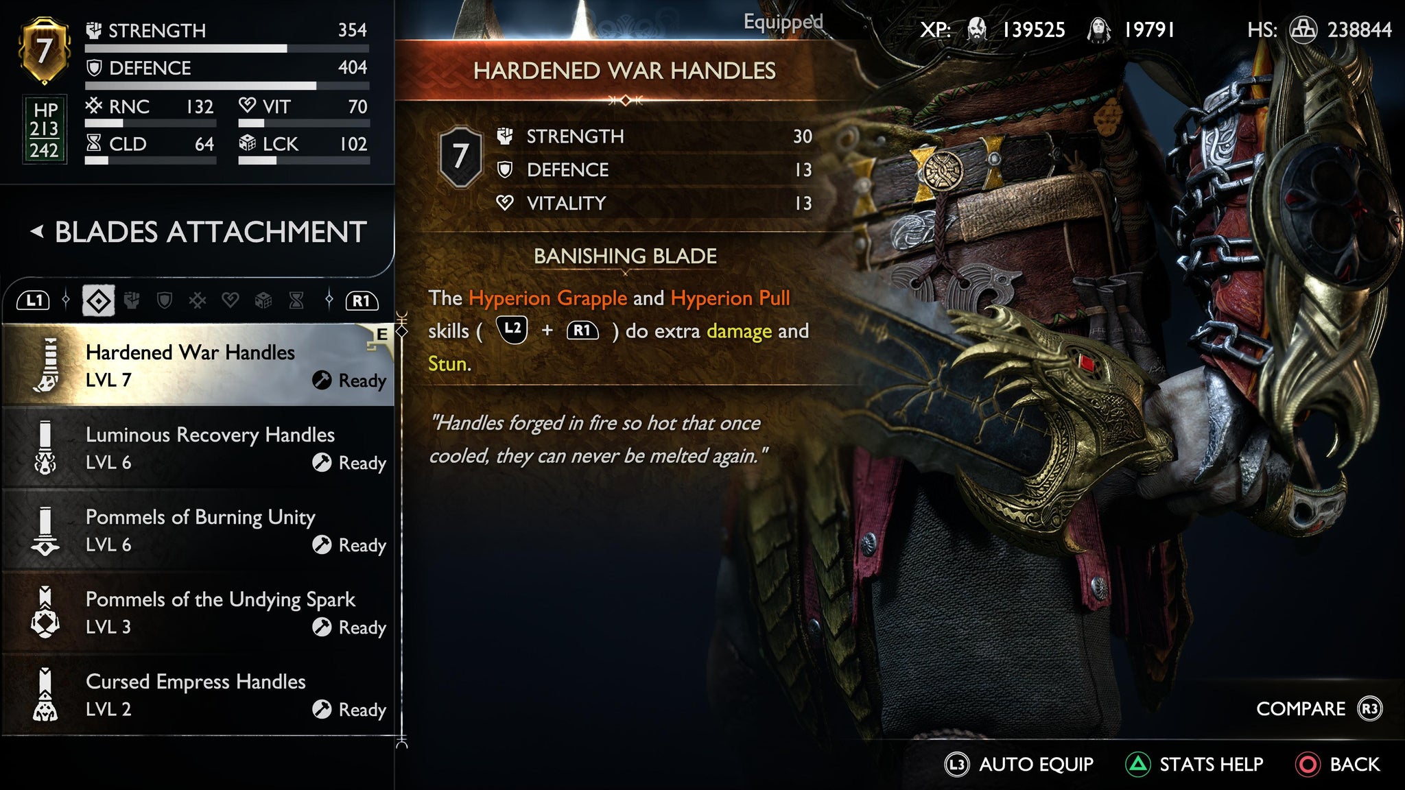 Kratos holding the Hardened War Handles in God of War Ragnarok - 8