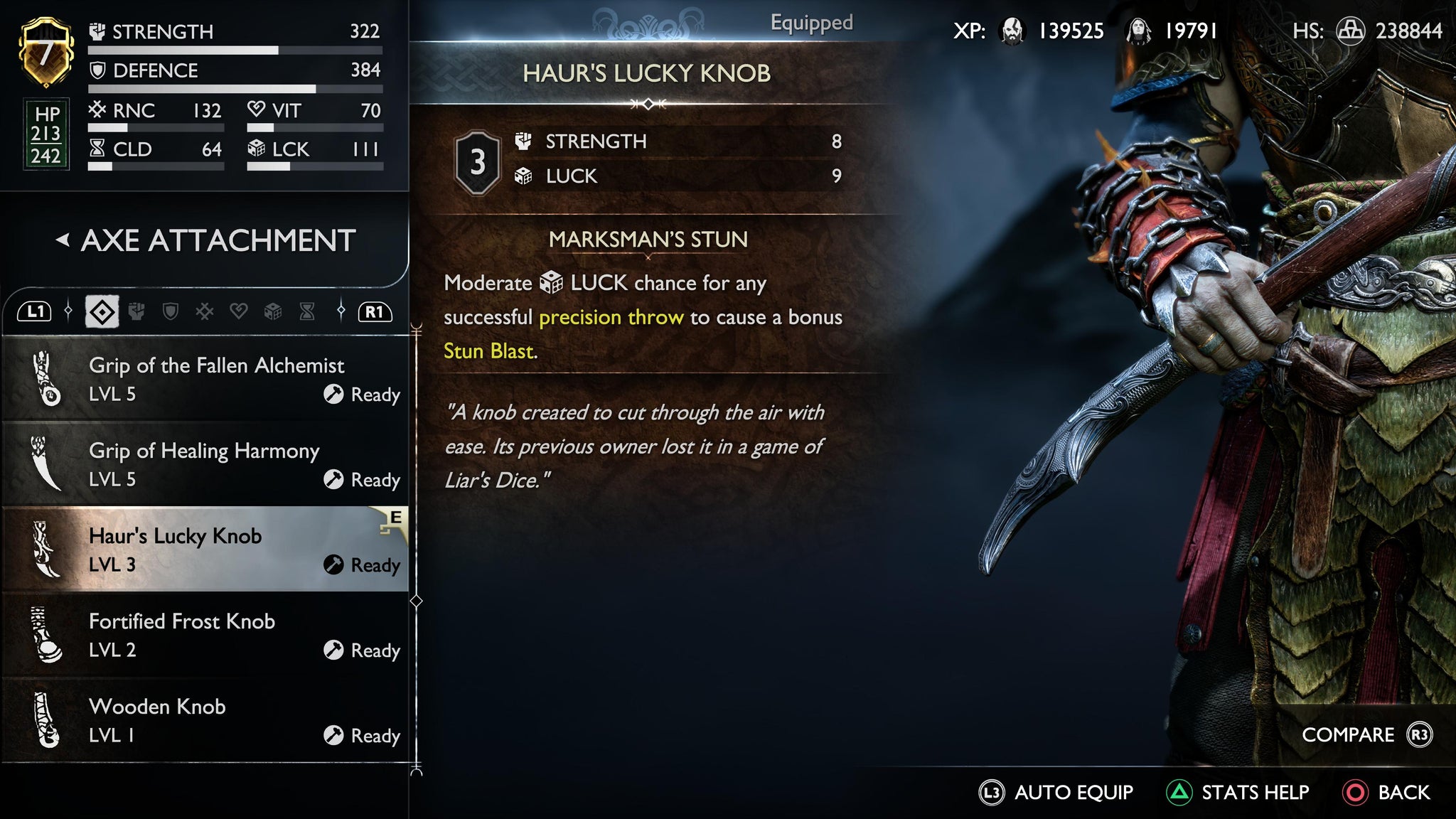 Kratos holding Haur's Lucky Knob in God of War Ragnarok - 3