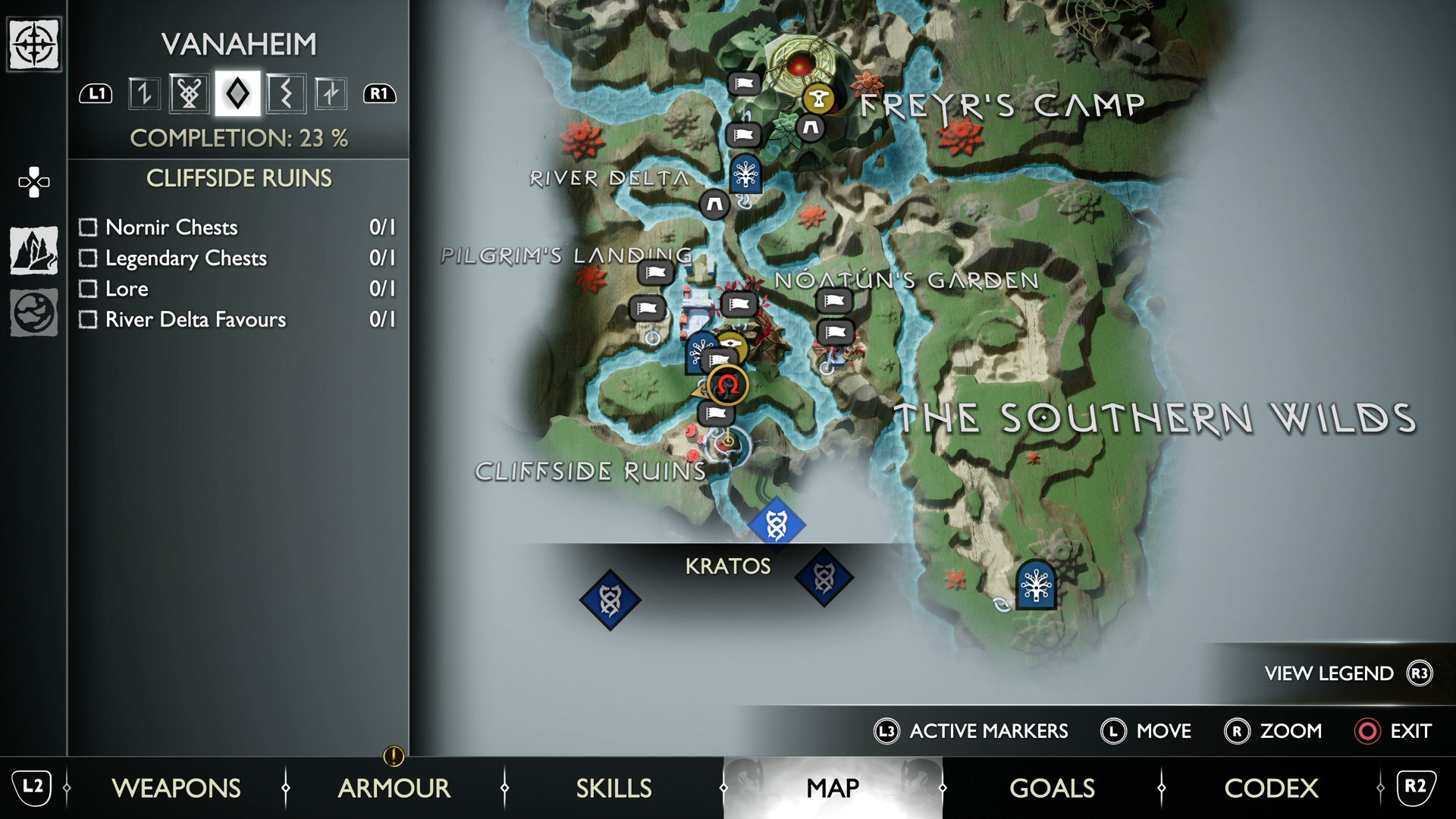 A map view of Lunda&rsquo;s Lost Bracers in God of War Ragnarok