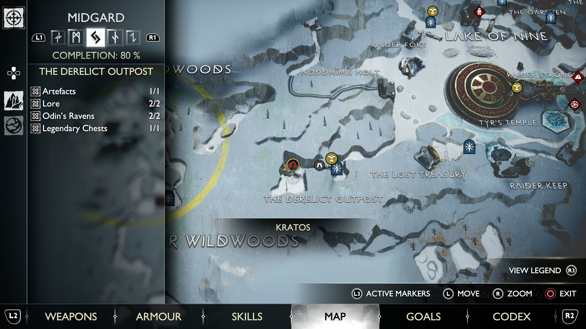 A map view of where to find the Troll statue in Midgard in God of War Ragnarok