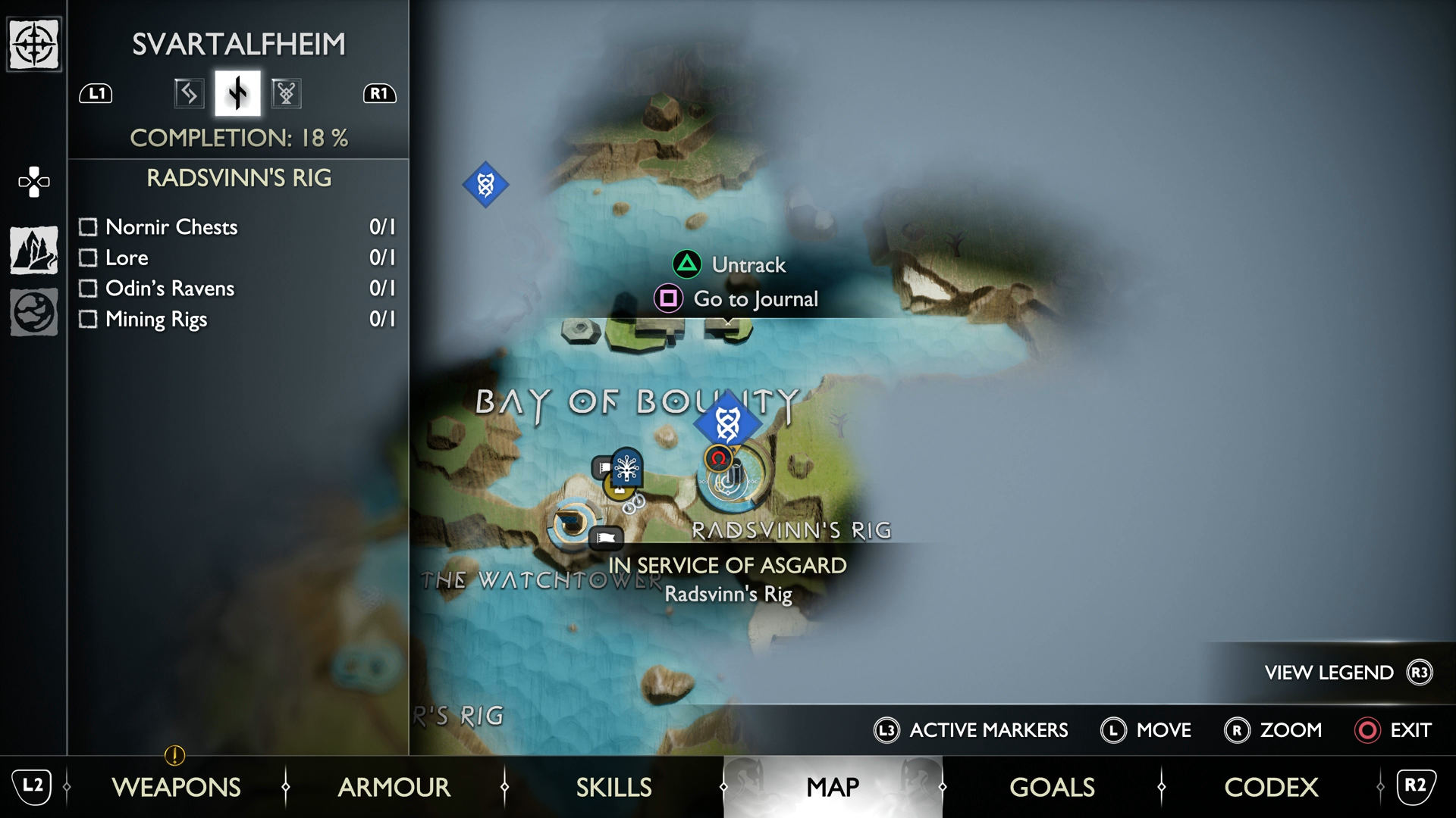 The map location of Radsvinn&rsquo;s Rig in God of War Ragnarok