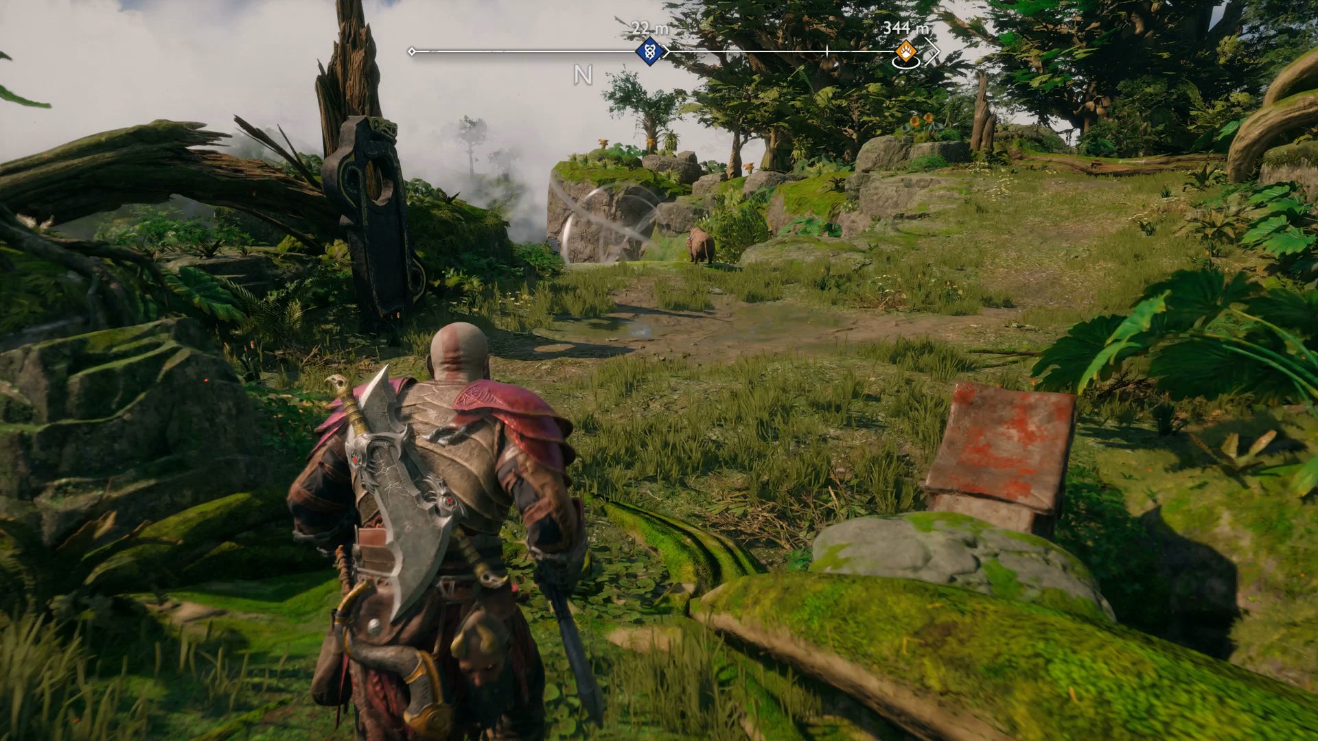 Kratos interacting with the end point of the Scent of Survival quest in God of War Ragnarok - 10