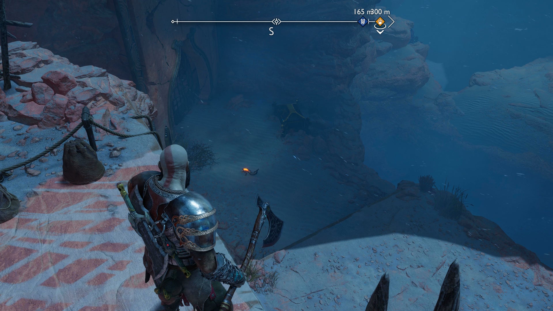Kratos surveying the Below during Secret of the Sands in God of War Ragnarok - 8