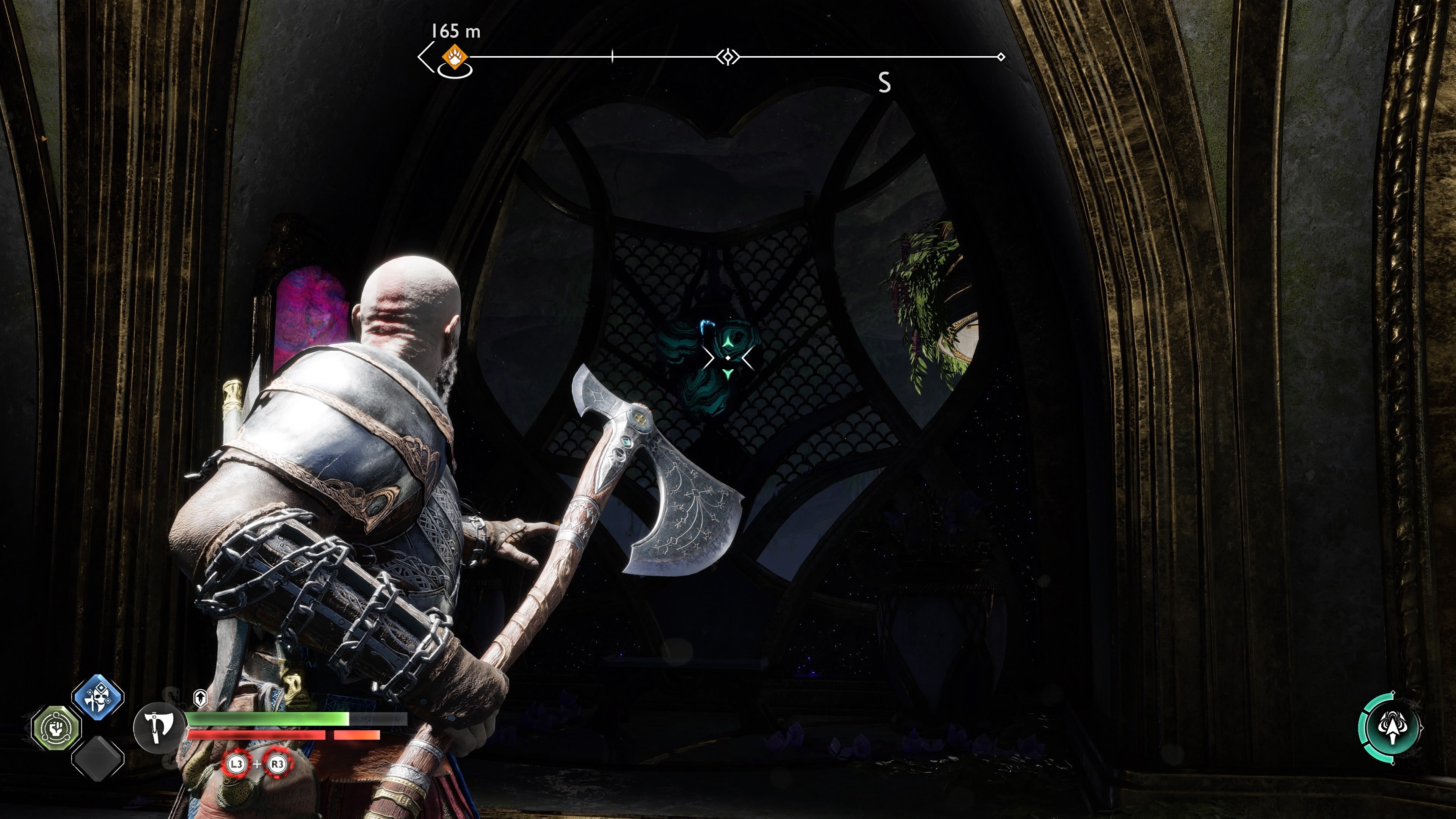 The second Nornir Bell in the Temple of Light, behind a destructible barrier