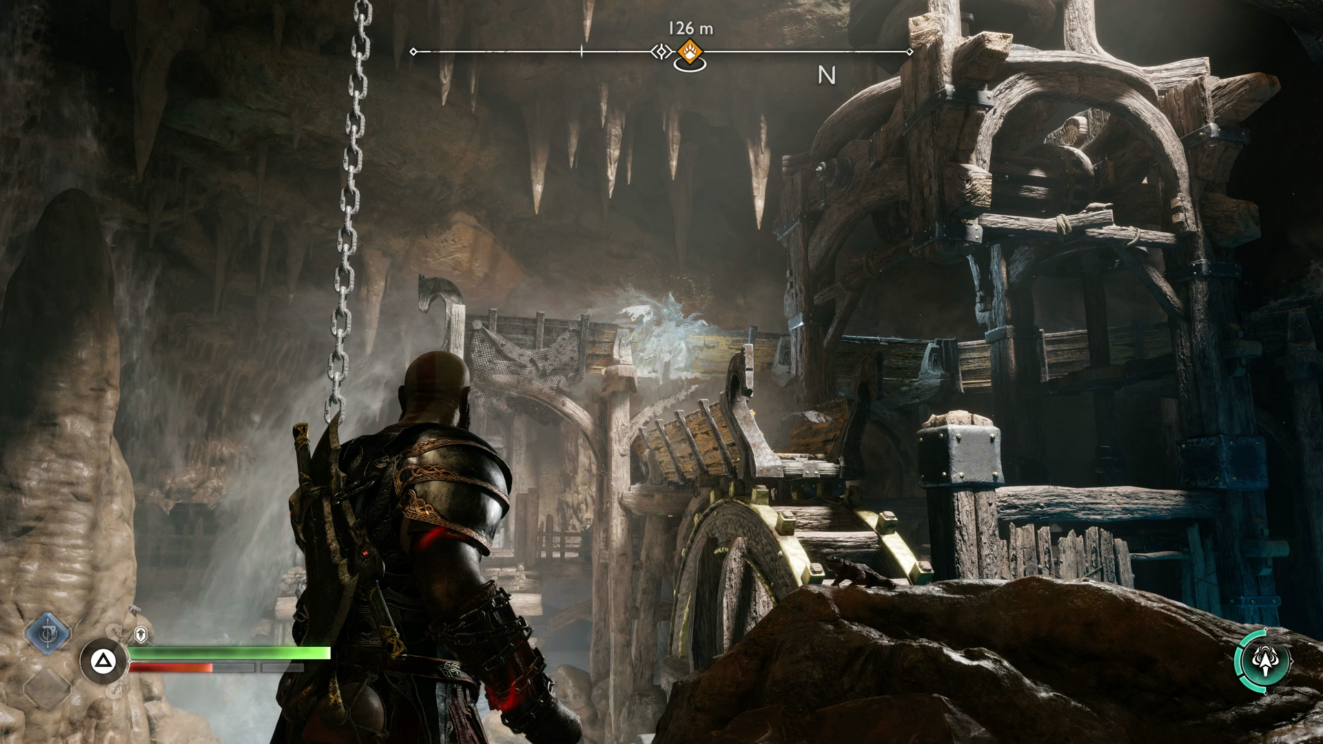 Kratos raising a swing point in The Applecore in God of War Ragnarok