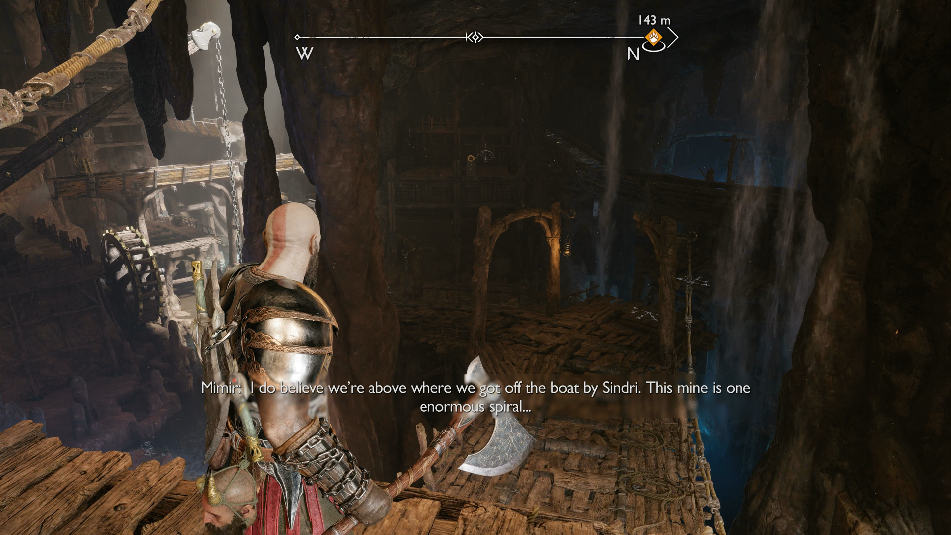 Kratos uncovering a hidden route back to the start of The Applecore in God of War Ragnarok