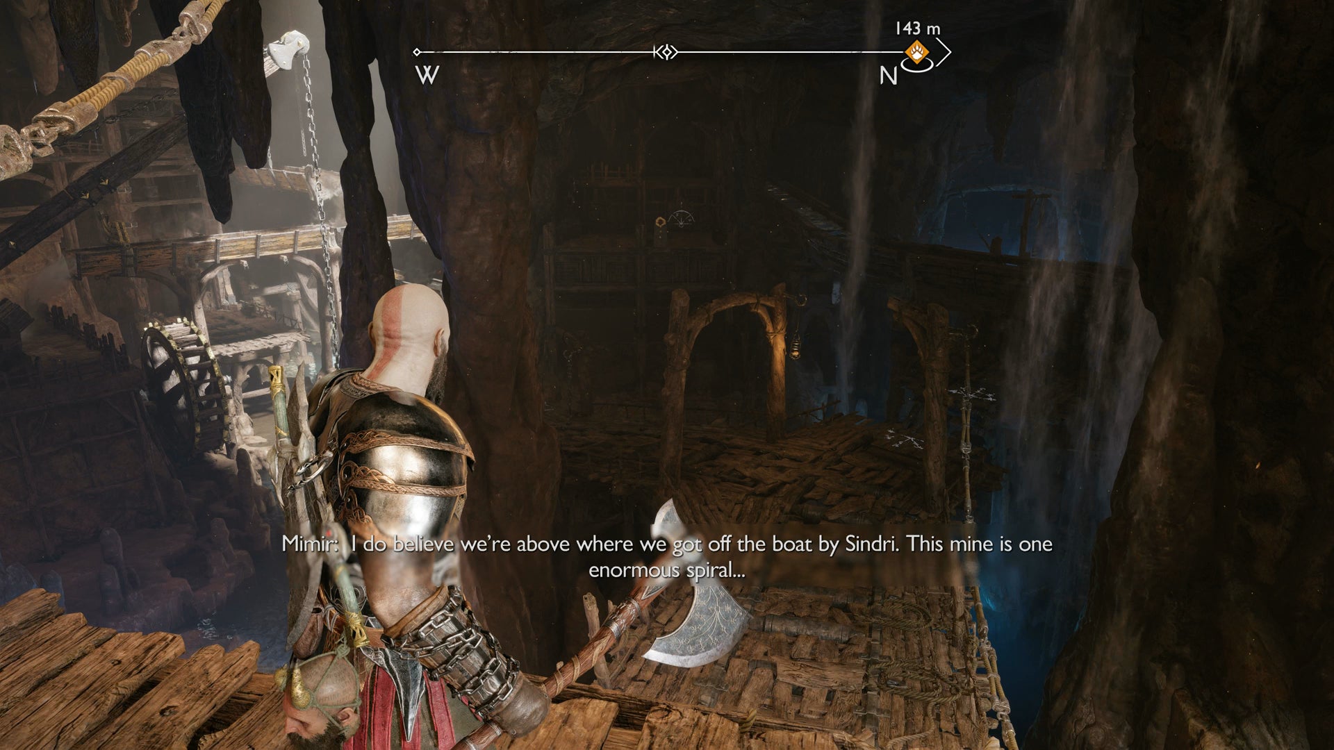 Kratos uncovering a hidden route back to the start of The Applecore in God of War Ragnarok - 30