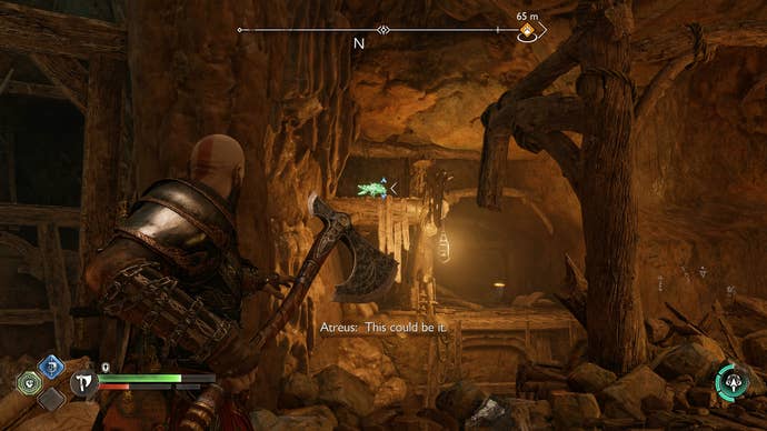 Kratos throwing an axe at one of Odin’s spies in God of War Ragnarok