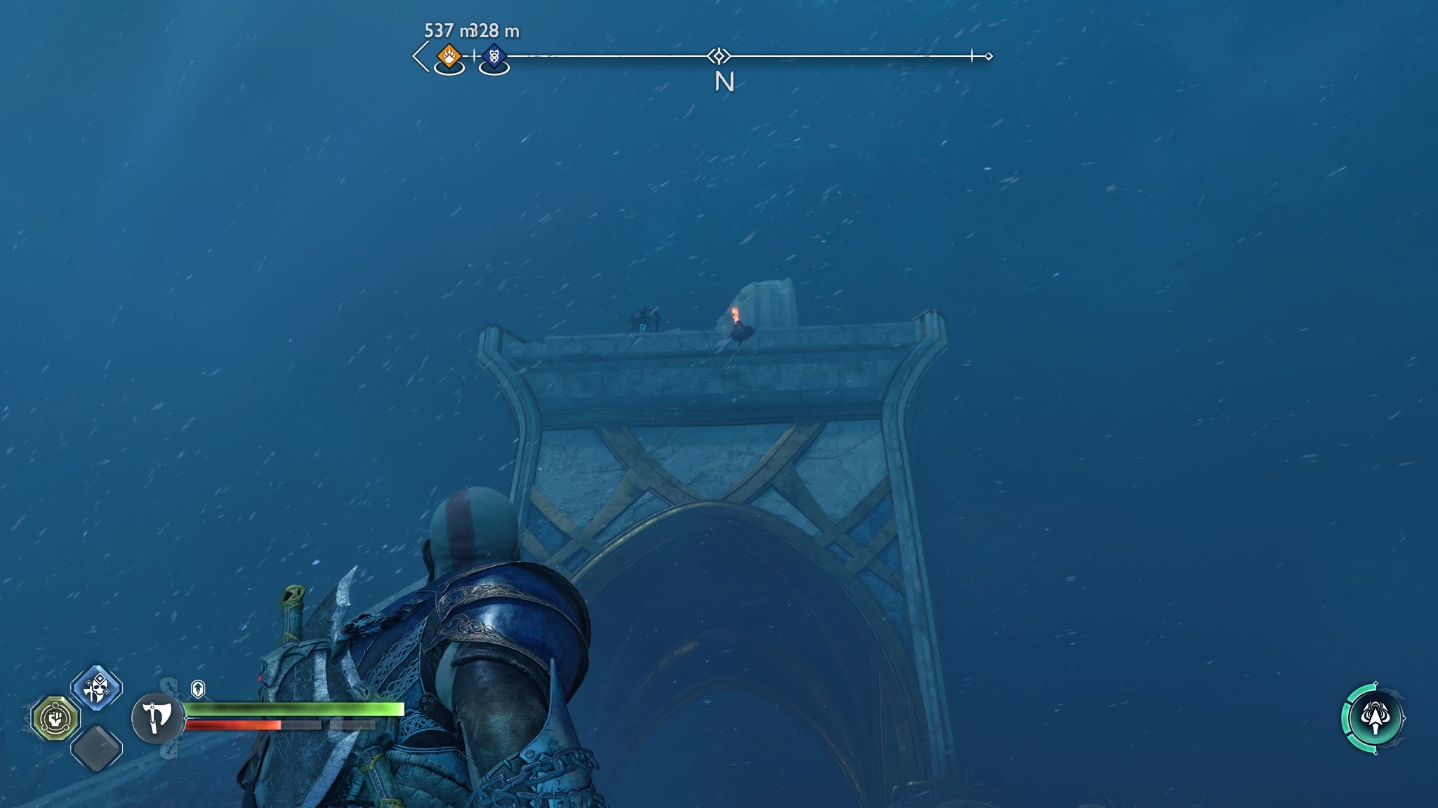 A flaming explosive pot poised to light a brazier in God of War Ragnarok - 61