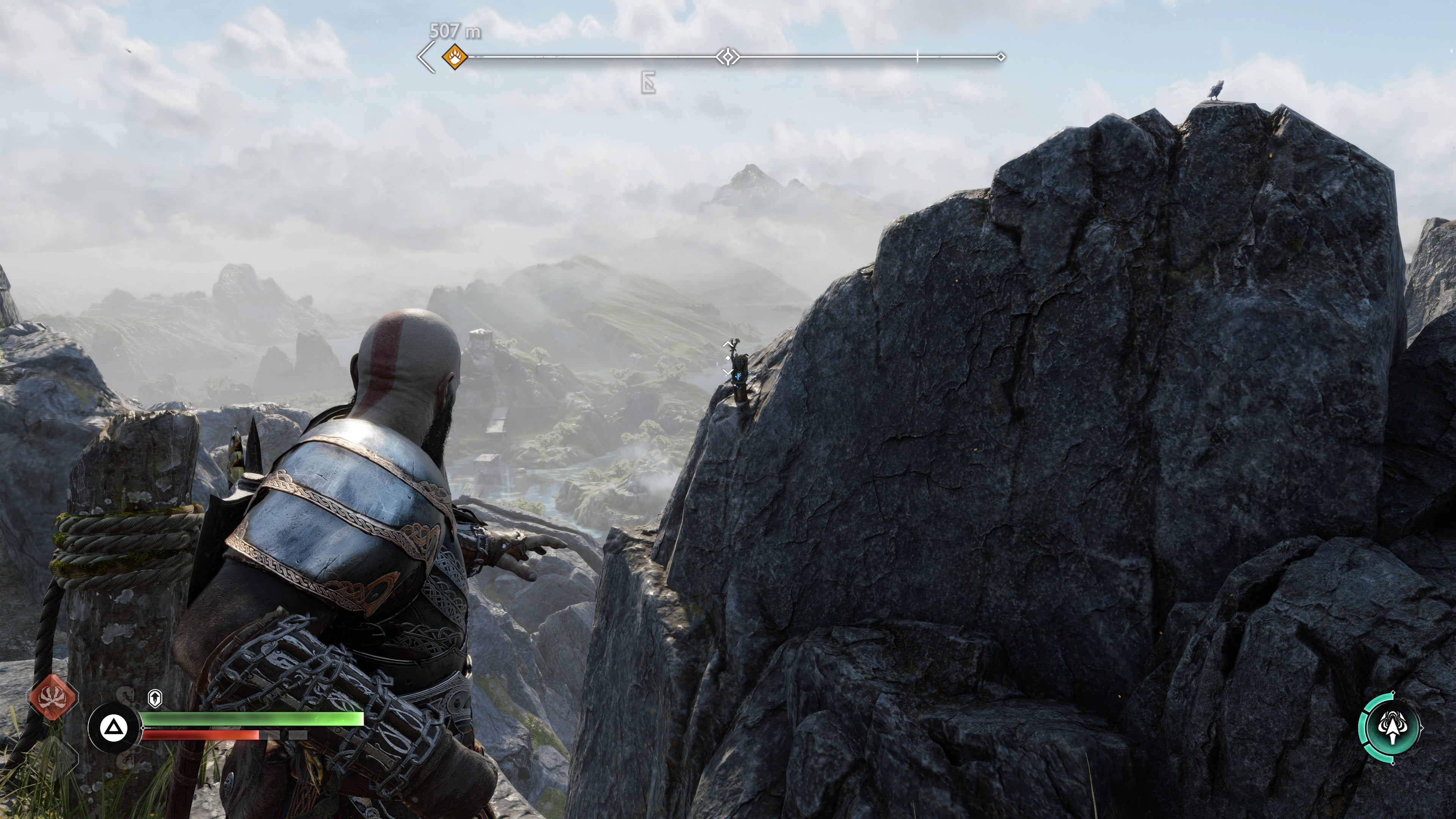 The second idol statue that unseals the Nornir Chest on top of The Forge in God of War Ragnarok