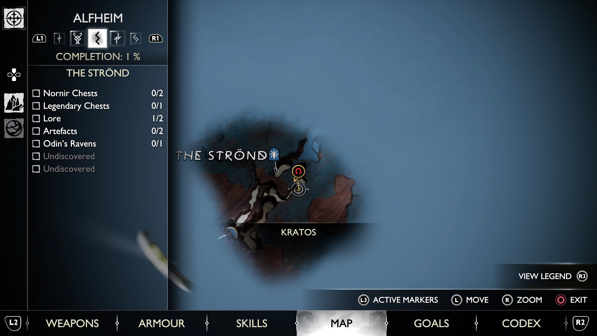 The map location of the first Nornir Chest in The Strond in God of War Ragnarok - 45