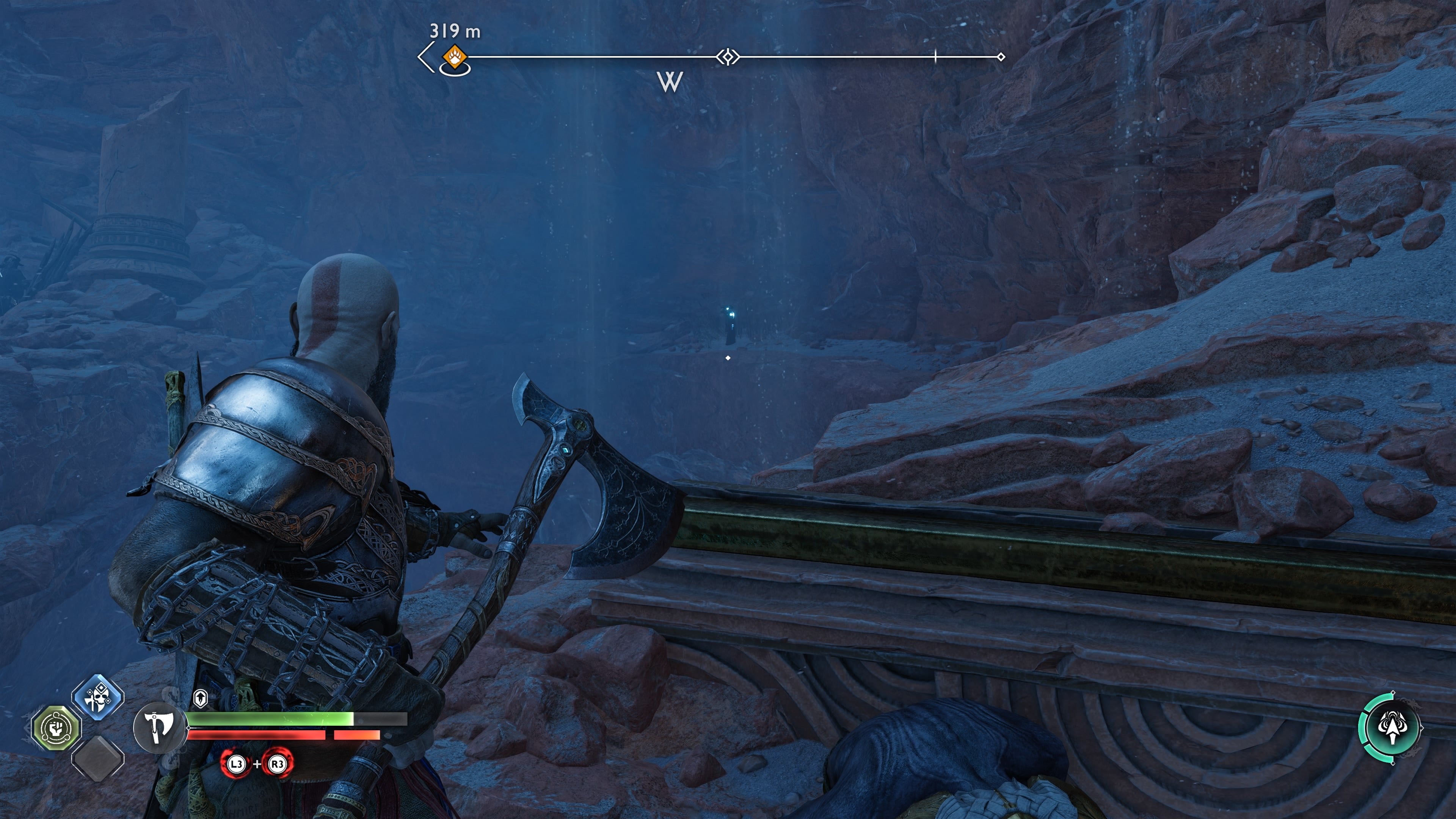 The final idol statue sealing the second Nornir Chest in The Strond in God of War Ragnarok