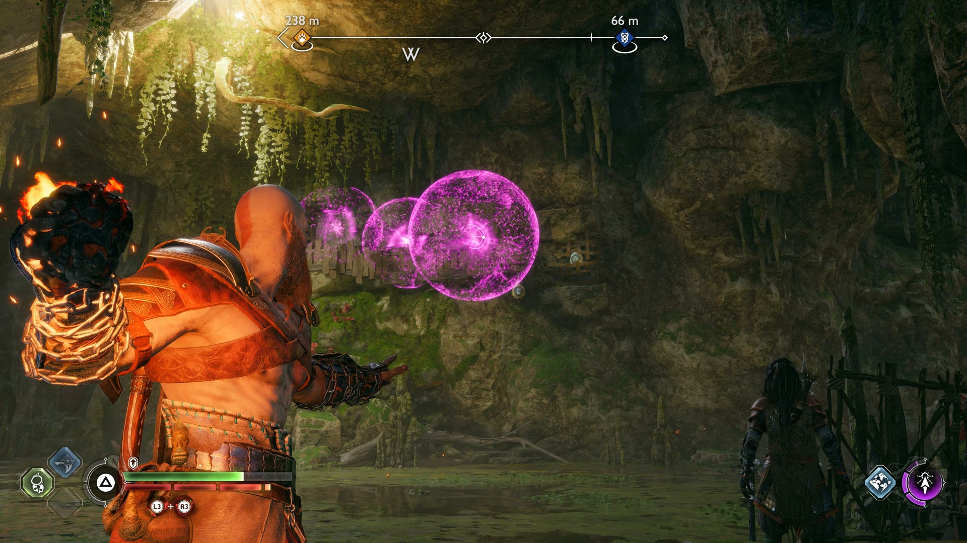 Kratos linking sigil arrows to ring three Nornir bells in God of War Ragnarok - 94