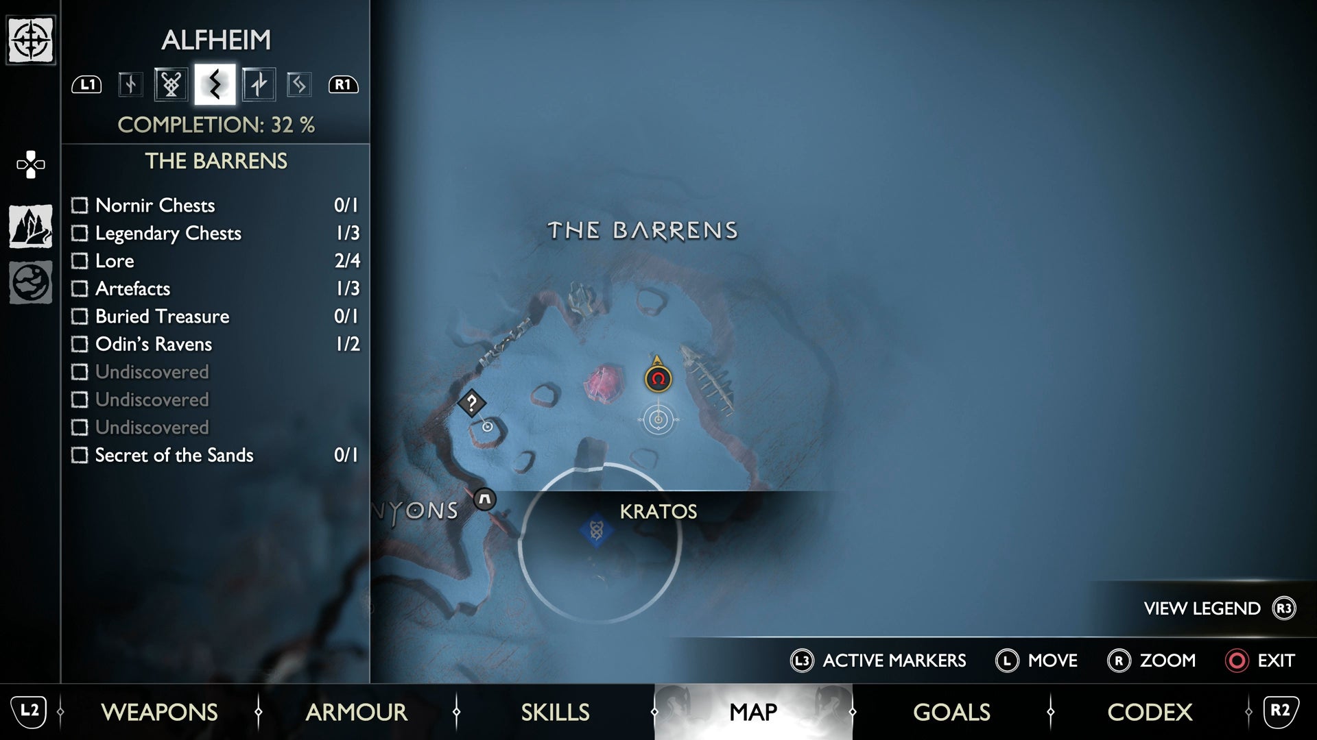 The map coordinates of the Vulture's Gold Treasure in God of War Ragnarok - 3