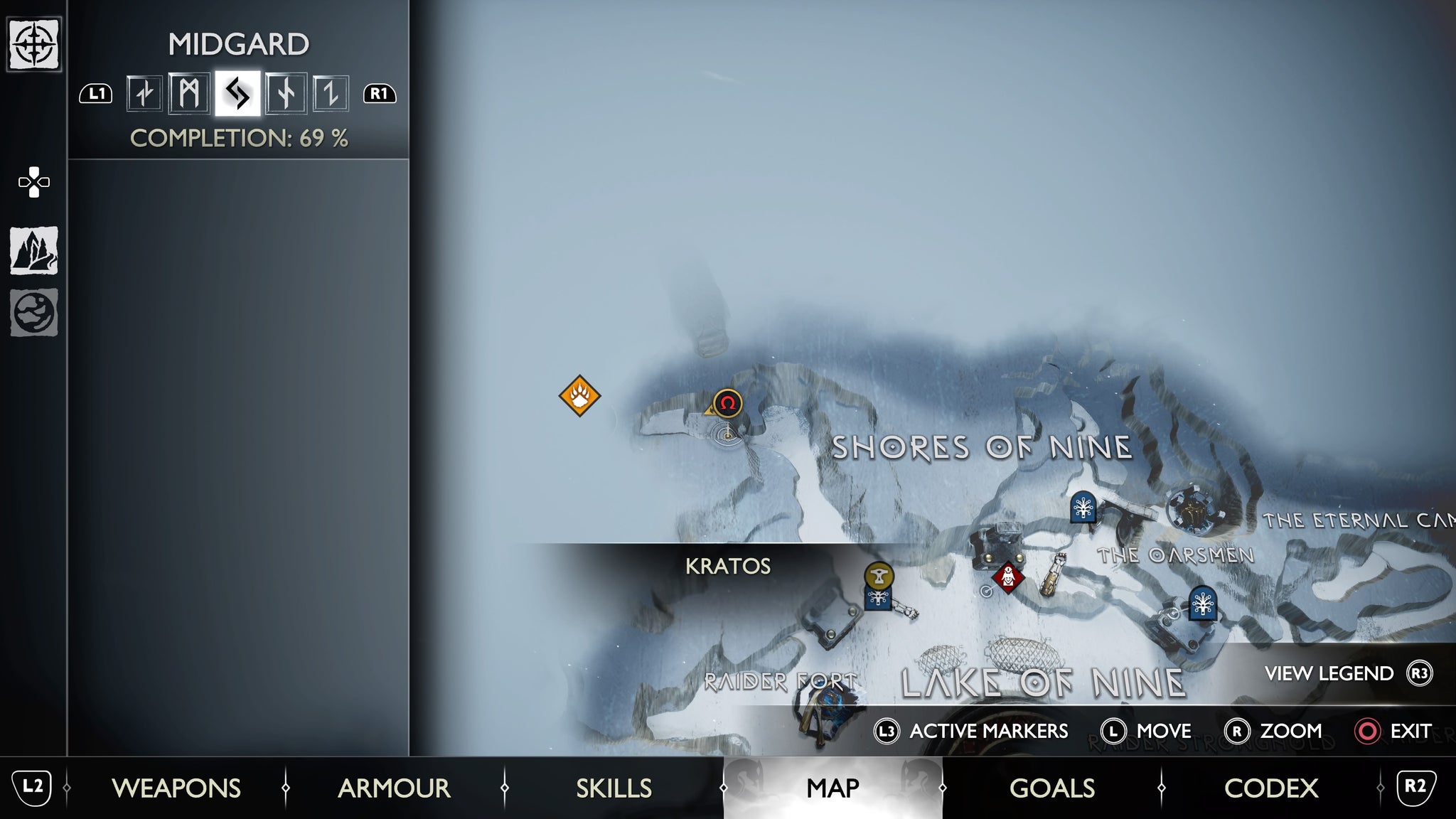 A map view of the Well of Urd Nornir Chest in God of War Ragnarok - 131