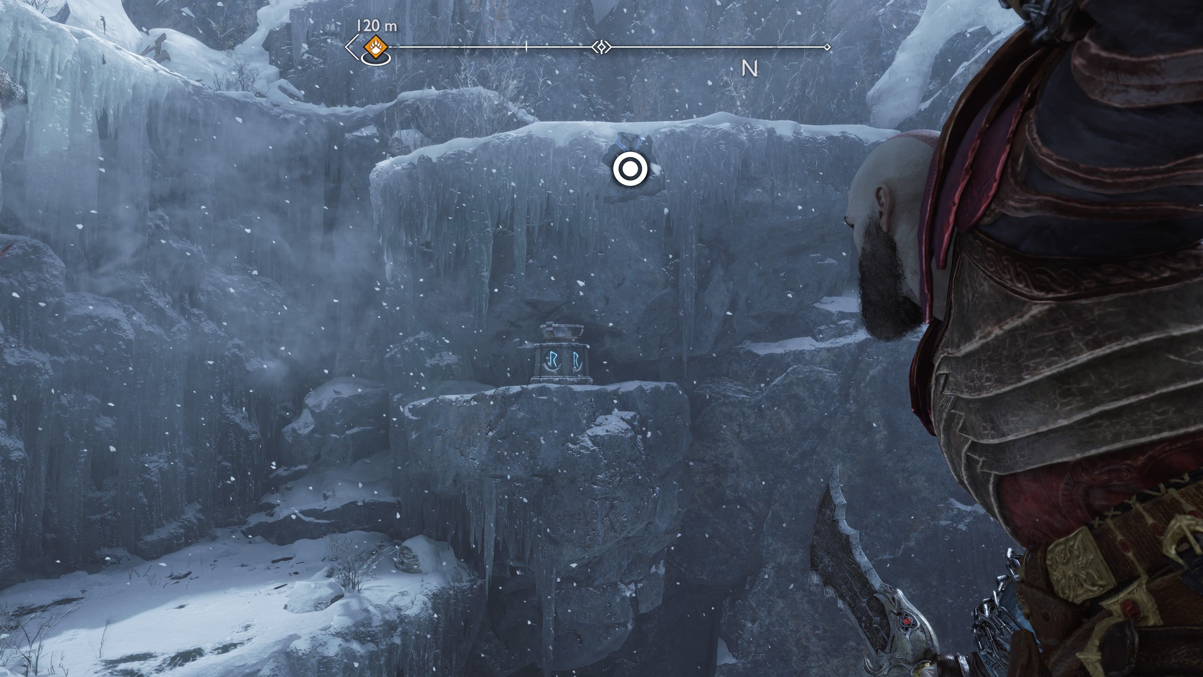 Kratos lighting the second Nornir brazier at the Well of Urd in God of War Ragnarok