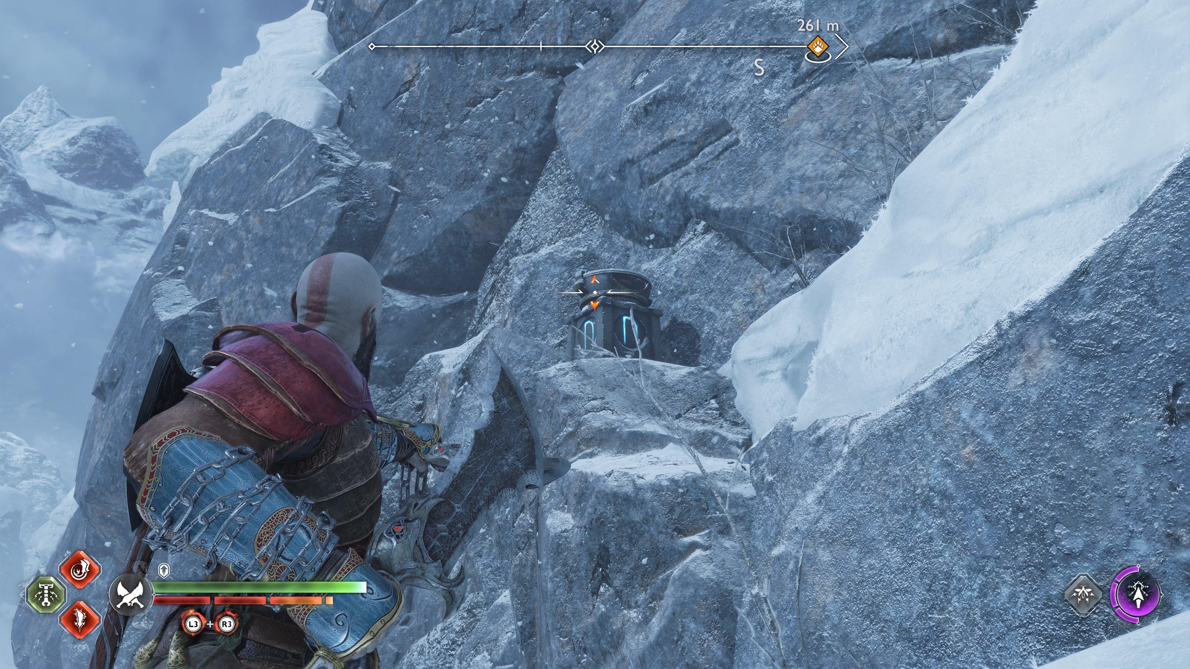 Kratos lighting the third Nornir brazier at the Well of Urd in God of War Ragnarok