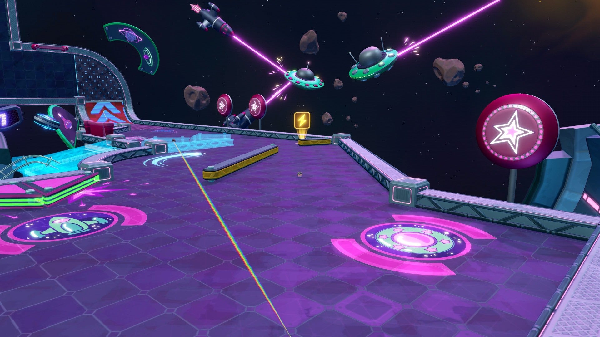 The space-themed Bumper Station course in Golf With Your Friends 2.