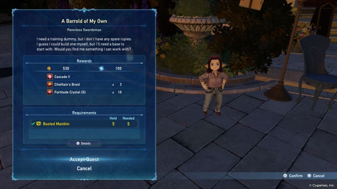 Granblue Fantasy Relink screenshot showing side quest demands.