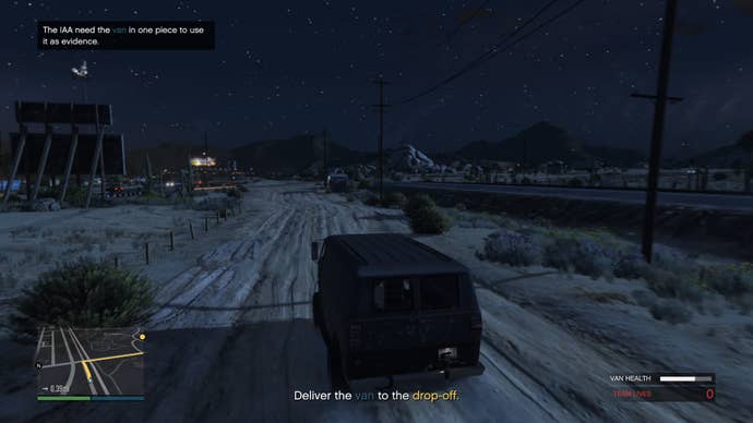 The van getaway on the highway in GTA Online Criminal Enterprise Counter Intelligence mission