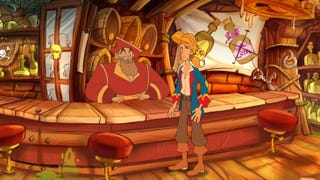Guybrush Threepwood stands in a bar in fan made Booze of Monkey Island game