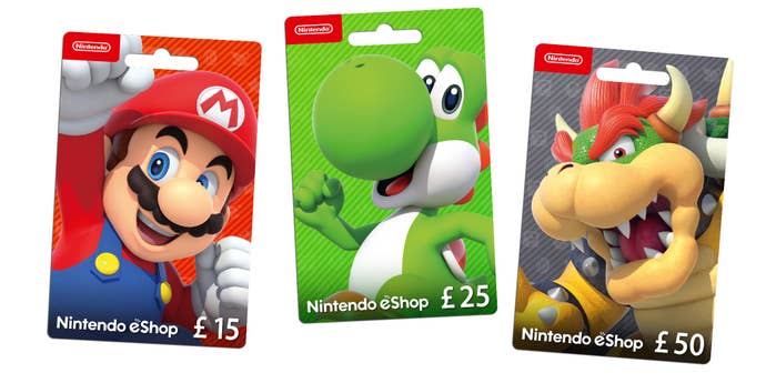 Nintendo eShop gift cards.