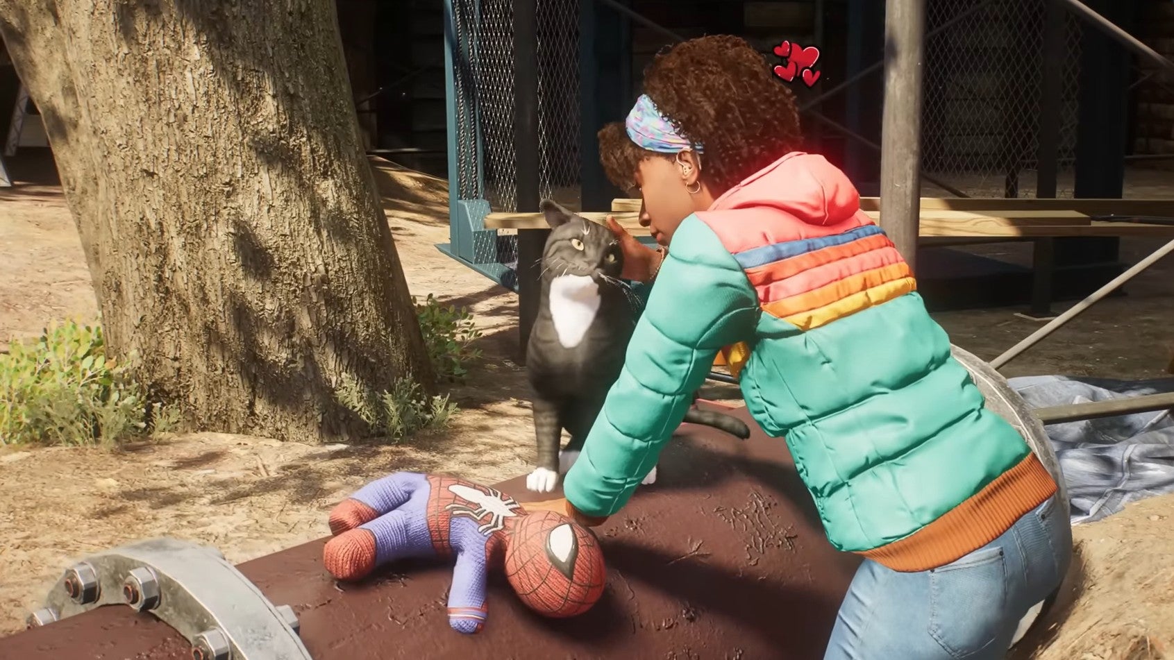 Hailey helps a cat during her bespoke Marvel&rsquo;s Spider-Man 2 side mission