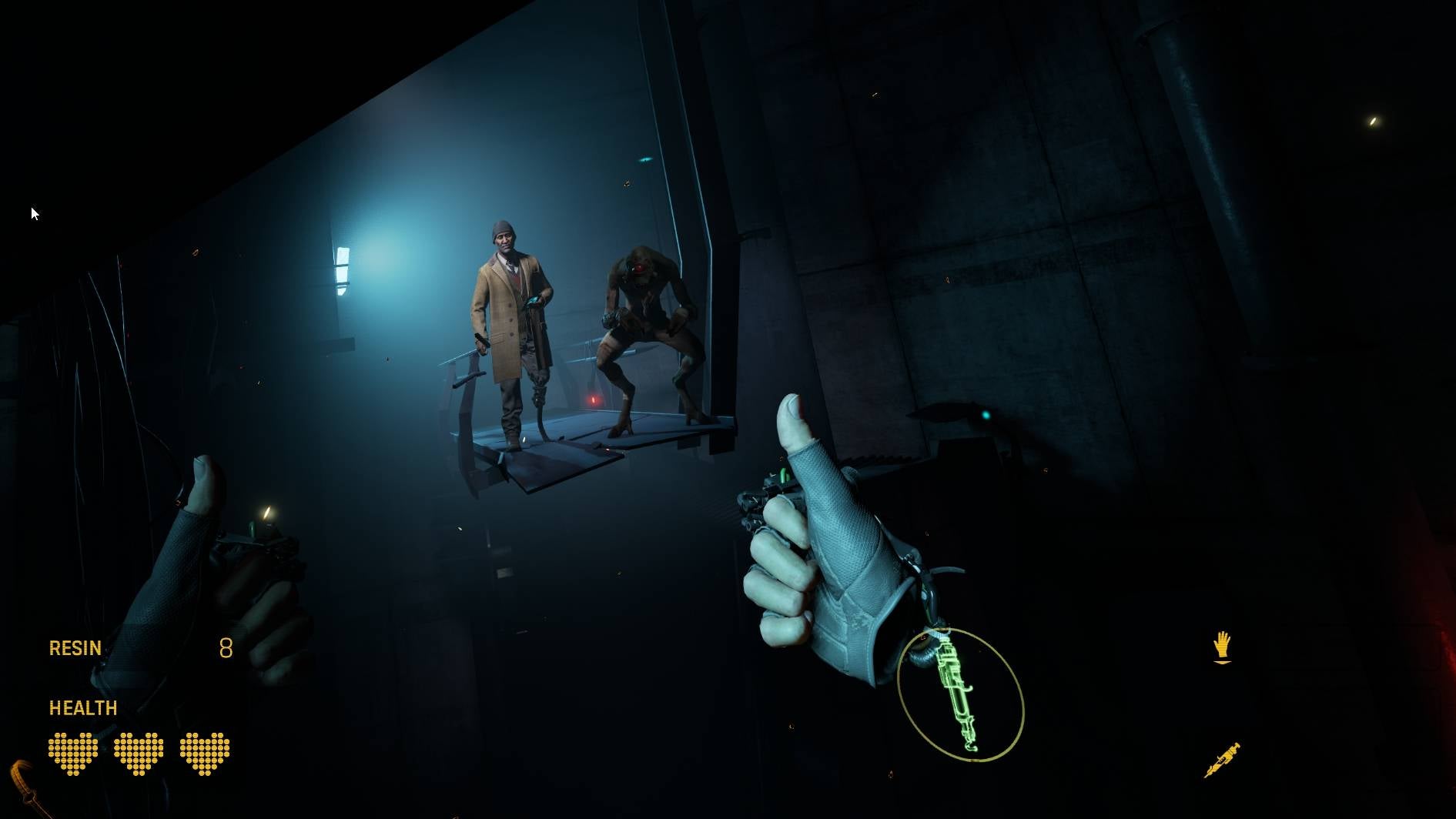 The player gives two thumbs up to Eli Vance and a Vortigaunt in Half-Life: Alyx.